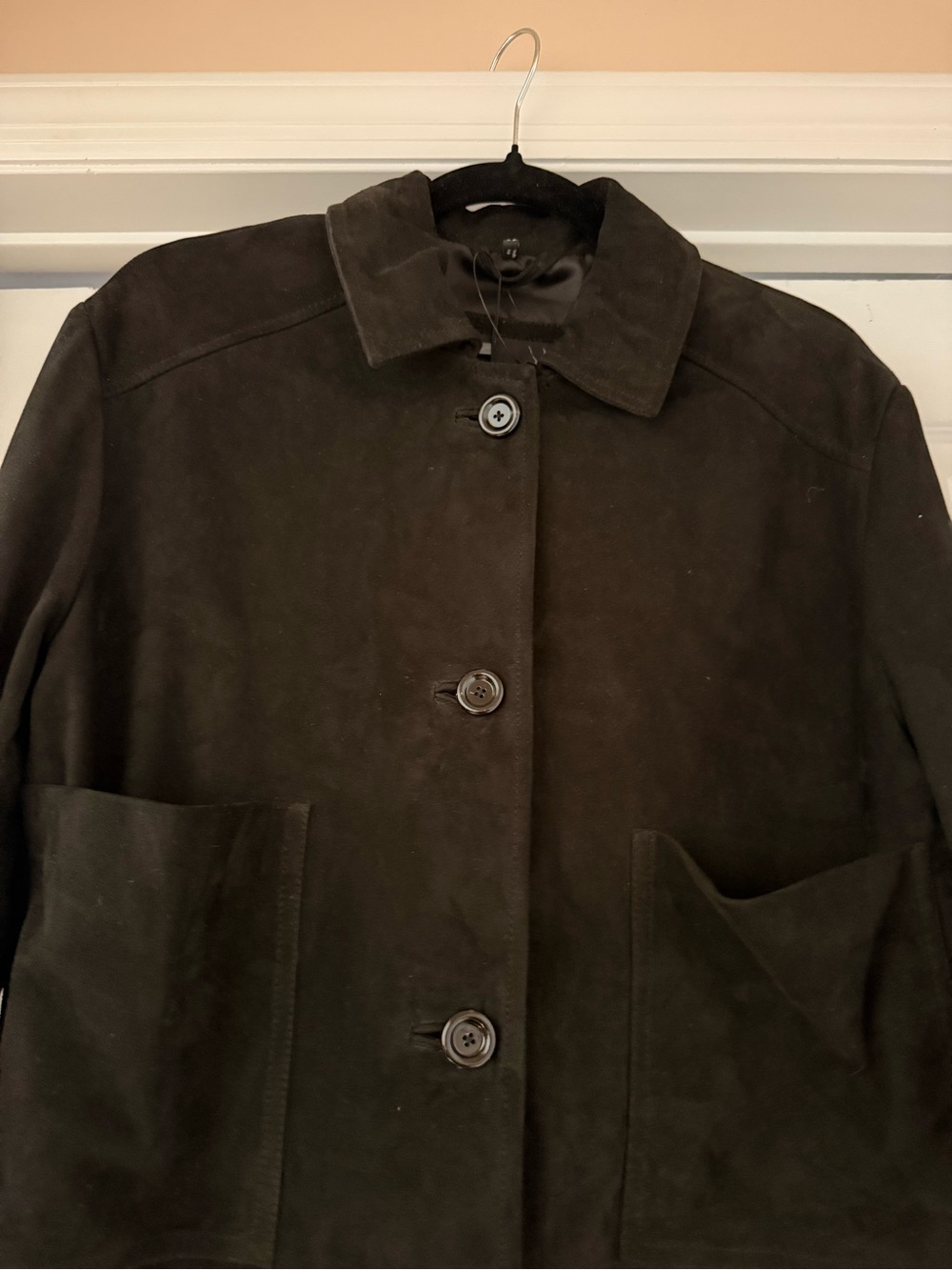 NEW! Bod & Christensen - Suede Button-Front Jacket - Black - Size M - Picture 3 of 11